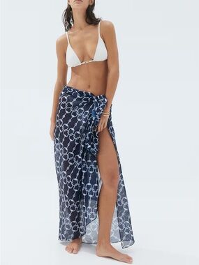 Navy and White Swim Sarong